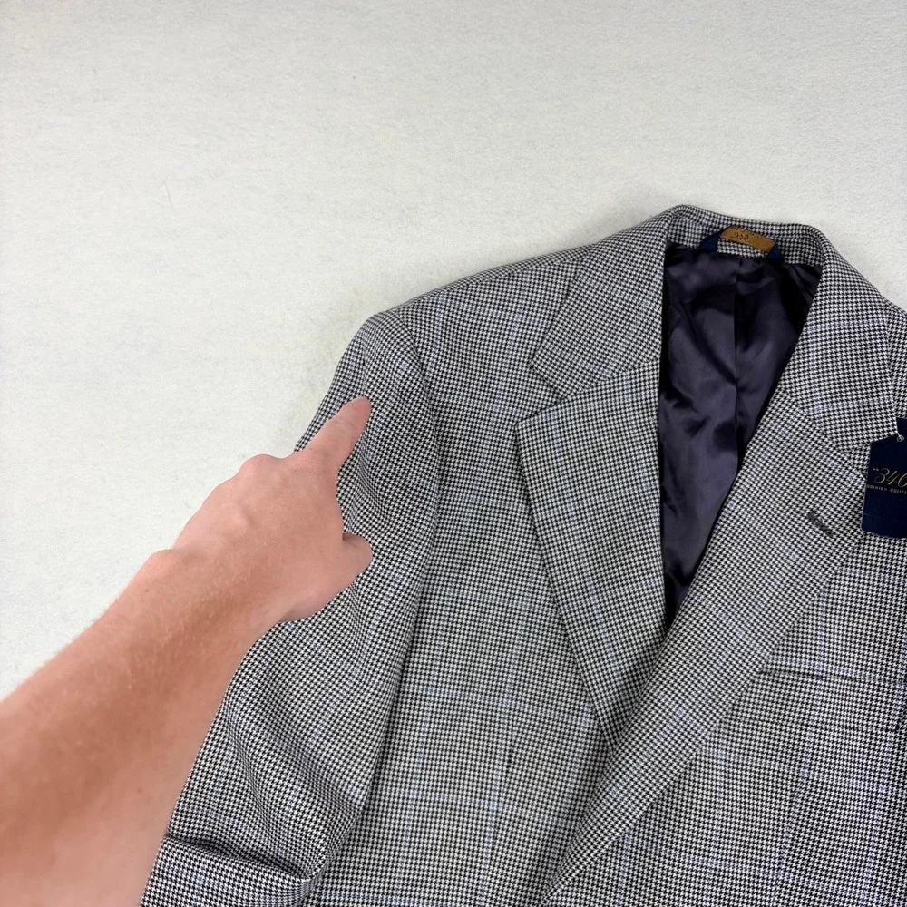 NWT! Brooks Brothers 346 Mens 40R Wool Houndstooth Blue Windowpane Sport Coat